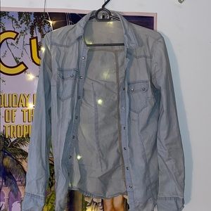 Button down light denim top